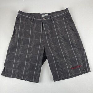 Chiliwear Short Mens 32 Gray Plaid Texas Tech Flat Front Logo